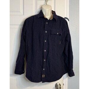 Men’s Legendary Whitetail Buck Camp Cotton Navy Brown Button Flannel Shirt L